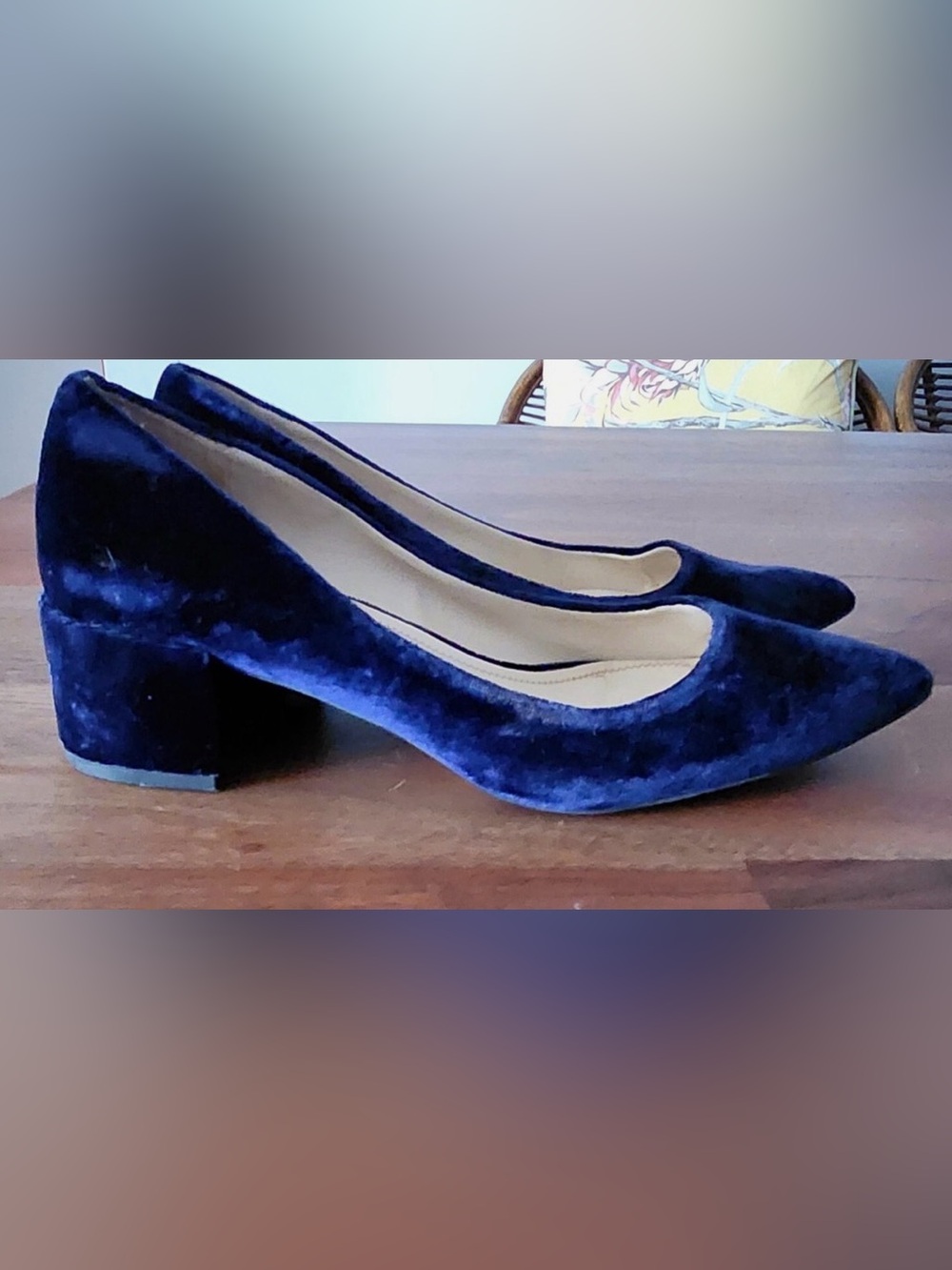Zara Blue Velvet Pointed toe heels - Picture 3 of 7